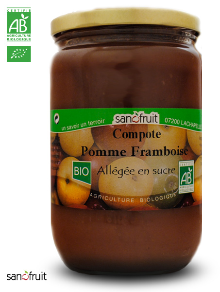Compote Bio Pomme / Framboise – 630g – Sanofruit, Produits bio en